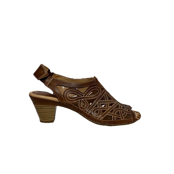 PIKOLINOS 'Paris' Slingback Spring Peep Toe Perforated Sandal Brown 40 - Picture 4 of 14